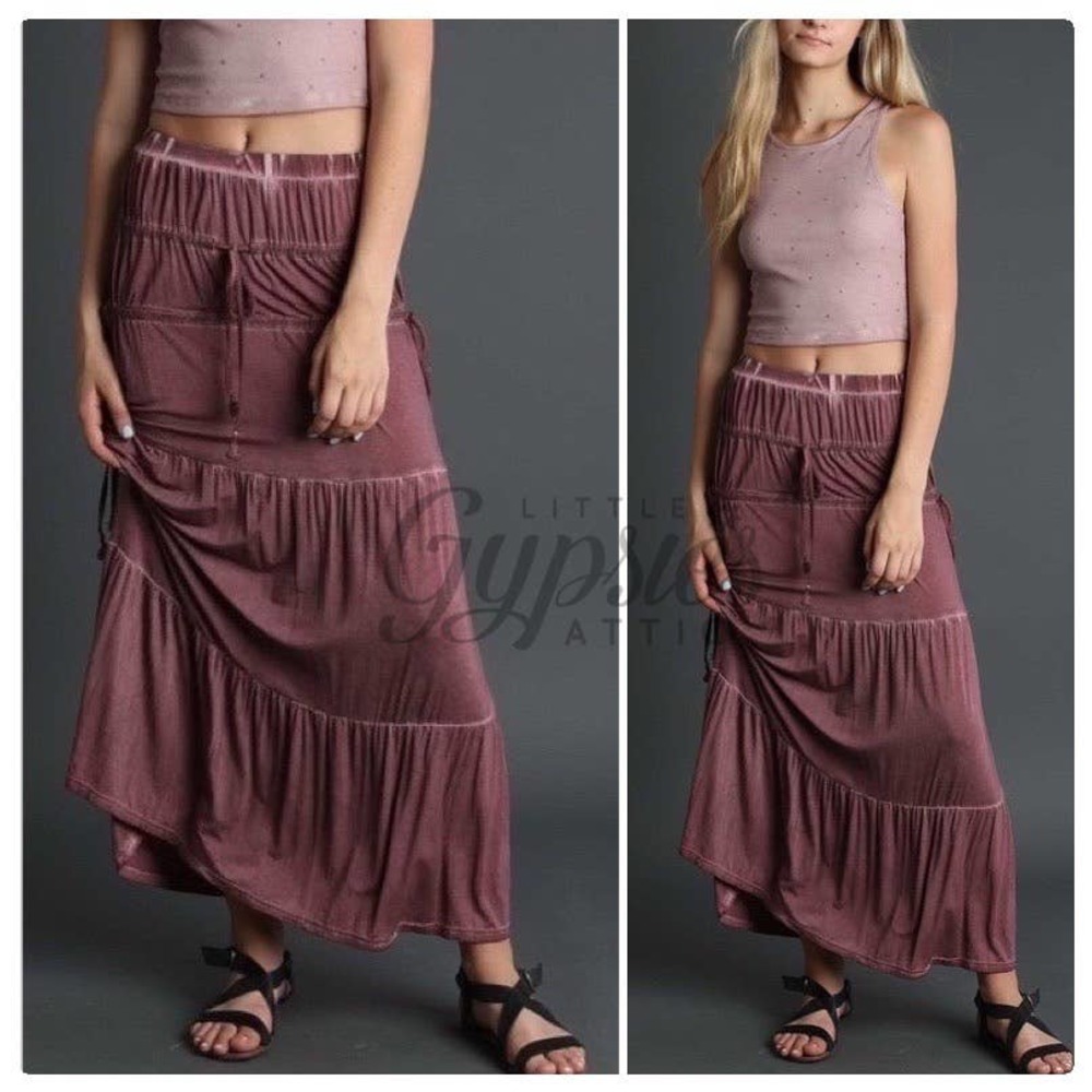 POL Tassel Drawstring Burnout Maxi Skirt - Picture 7 of 9
